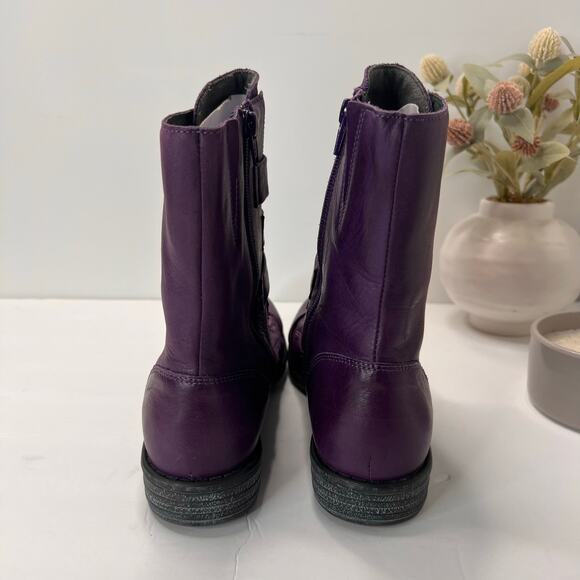 Miz Mooz Leighton Buttery Soft Leather Strapped Boots Purple Women's 11 NWOB - Picture 4 of 10